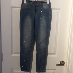 Rampage Pearl-Embellished Jeans